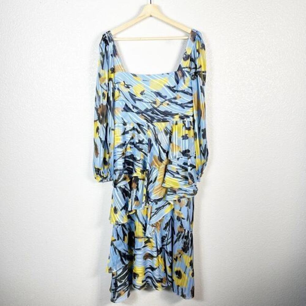 Pearl by Lela Rose NWT Womens Metallic Floral Square Neck Dress Size‎ 12